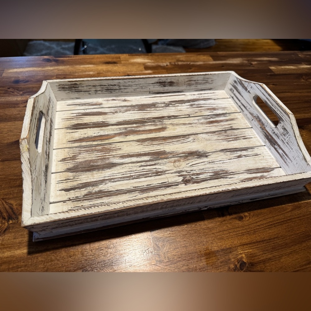 Household tray decor whitewashed wood